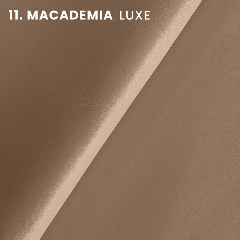 macademia luxe neutral color tone full grain (highest grade) bovine cow leather semi-aniline slightly satin almost matte chrome tanned leather hide for leather goods