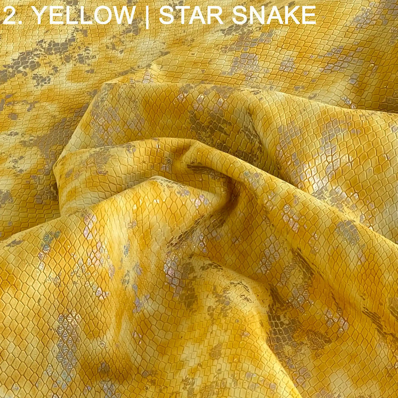 yellow color tone starsnake foiled soft lambskins leather