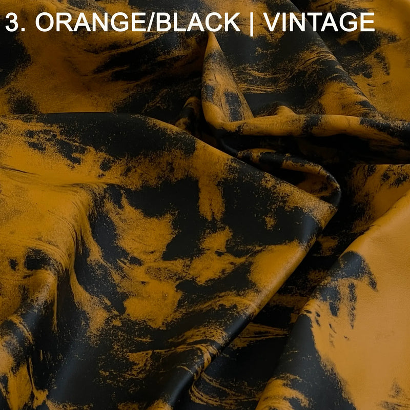 VINTAGE SERIES Leather Collection ( LAMB SKINS) | Full Hide ( 5 ~ 8 SqFt) orange/black