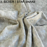 silver color tone starsnake foiled soft lambskins leather