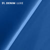 denim color tone luxe full grain (highest grade) bovine cow leather semi-aniline, slightly satin, almost matte chrome tanned soft leather hide best for leather goods