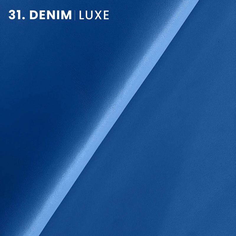 denim color tone luxe full grain (highest grade) bovine cow leather semi-aniline, slightly satin, almost matte chrome tanned soft leather hide best for leather goods