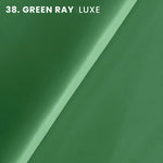 green ray color tone luxe full grain (highest grade) bovine cow leather semi-aniline, slightly satin, almost matte chrome tanned soft leather hide best for leather goods